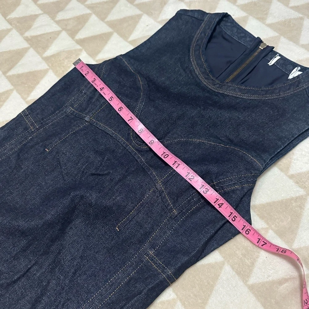 Tanya Taylor dark wash denim sleeveless double slit maxi dress - Picture 5 of 5